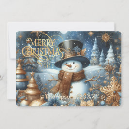 Cartão De Festividades Frosty o boneco de neve caprichoso Natal editável