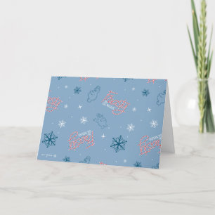 Cartão De Festividades Frosty o Homem de Neve Padrão Floco de Neve Azul