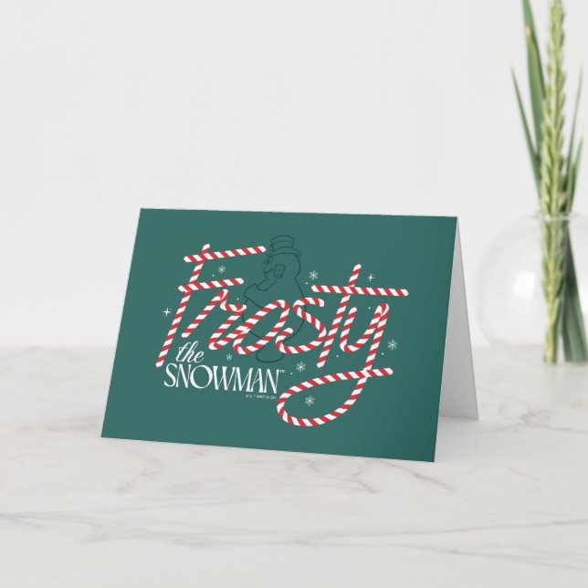 Cartão De Festividades Frosty the Snowman Candy Cane Logo (Frente)