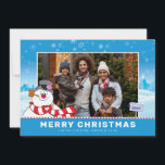 Cartão De Festividades Frosty The Snowman | Feliz Natal<br><div class="desc">Celebrar o Feriado com Frosty,  o Homem de Neve! Personalize este Cartão Feriado Snowman com a sua fotografia de família favorita e o seu texto personalizado!</div>