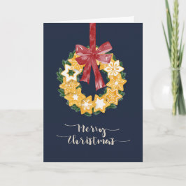 Cartão De Festividades Frota de Cookies de Natal com fundo de Cinza Azul