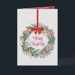 Cartão De Festividades Frota de Natal Dobrada<br><div class="desc">Linda coroa de botânicos de inverno apresenta Feliz Natal no meio e sua saudação e mensagem personalizadas na dentro. Mais estilos em nossa coleção.</div>