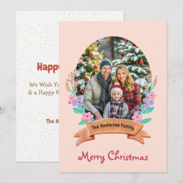 Cartão De Festividades Frota Floral Elegante Foto Rosa Esmagada