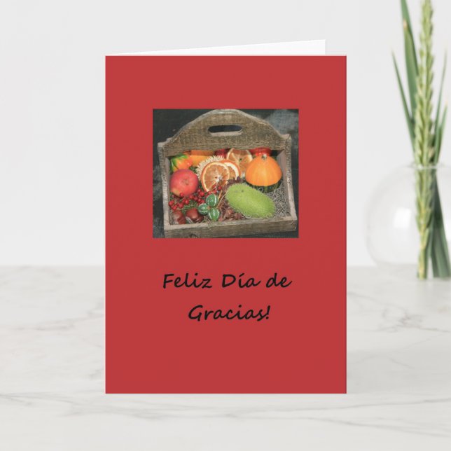 Cartão De Festividades frutas de outono de ação de agradecimento espanhol (Frente)
