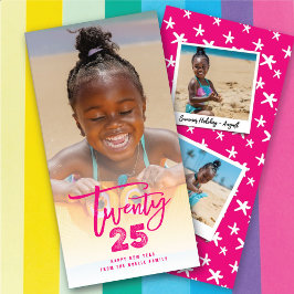 Cartão De Festividades Fuchsia Pink 2023 Tipografia de Mistura Bruta Ano 