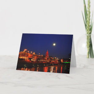 Cartão De Festividades Full Moon Over The Kansas City Plaza Greeting Card