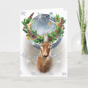 Cartão De Festividades Full Stag Moon Winter Solstice Nature