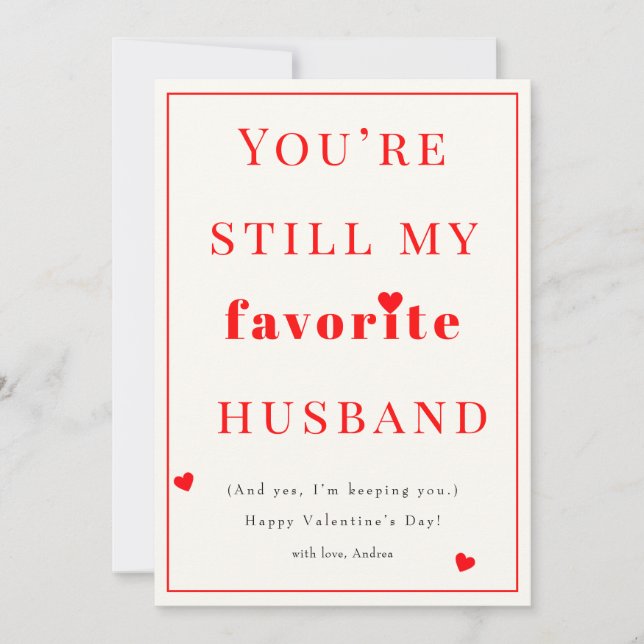 Cartão De Festividades Fun Favorite Husband Valentine's Day Holiday Card (Frente)