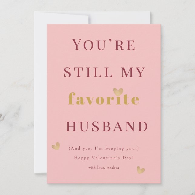 Cartão De Festividades Fun Favorite Husband Valentine's Day Holiday Card (Frente)