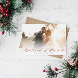 Cartão De Festividades fun script festive holiday wedding announcement