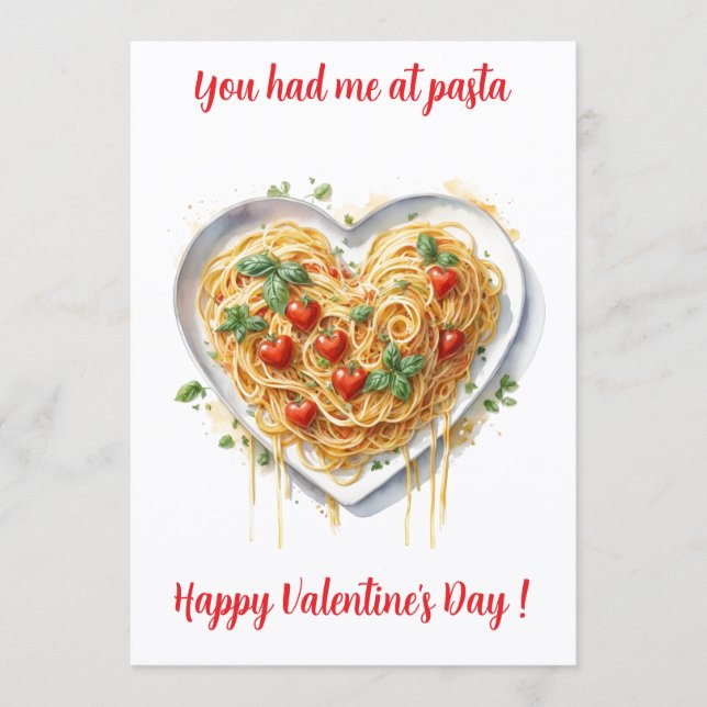 Cartão De Festividades Fun Valentine Pasta Heart Italy   Holiday Card (Frente)
