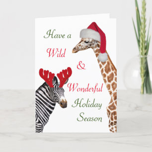 Cartão De Festividades Fun Zebra and Giraffe Wild Wonderful Christmas