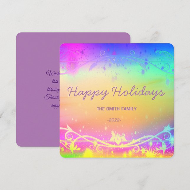 Cartão De Festividades Fundo de Natal roxo fluorescente Férias Carro (Frente/Verso)