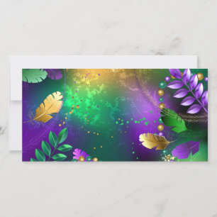 Cartão De Festividades Fundo márdi iridescente com miçangas