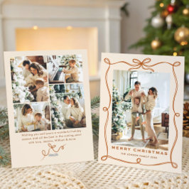 Cartão De Festividades Funky Christmas Boho Beige Bow Ribbon 5 Photo