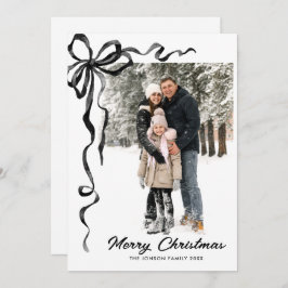 Cartão De Festividades Funky Christmas Boho Black Bow Ribbon 2 Photo