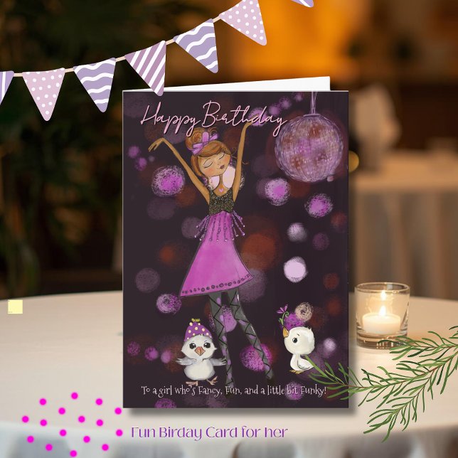 Cartão De Festividades Funky Disco Girl Birthday "Egg-straordinary"  (Funky Disco Girl Birthday Egg-straordinary Holiday Card)