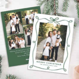 Cartão De Festividades Funky Green Christmas Bow Ribbon 5 Photo