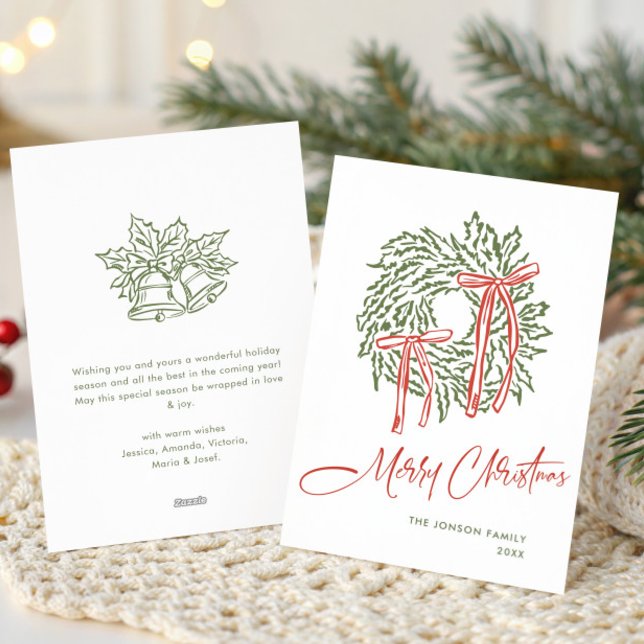 Cartão De Festividades Funky Hand Drake Scribble Retro Natal (Criador carregado)