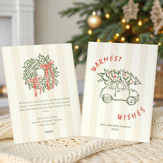 Cartão De Festividades Funky Hand Drake Scribble Retro Natal (Criador carregado)