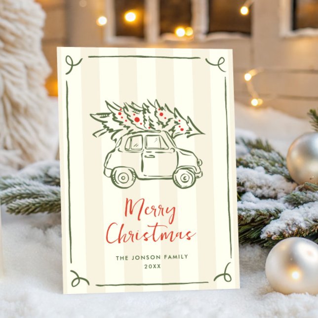 Cartão De Festividades Funky Hand Drake Scribble Retro Natal (Criador carregado)