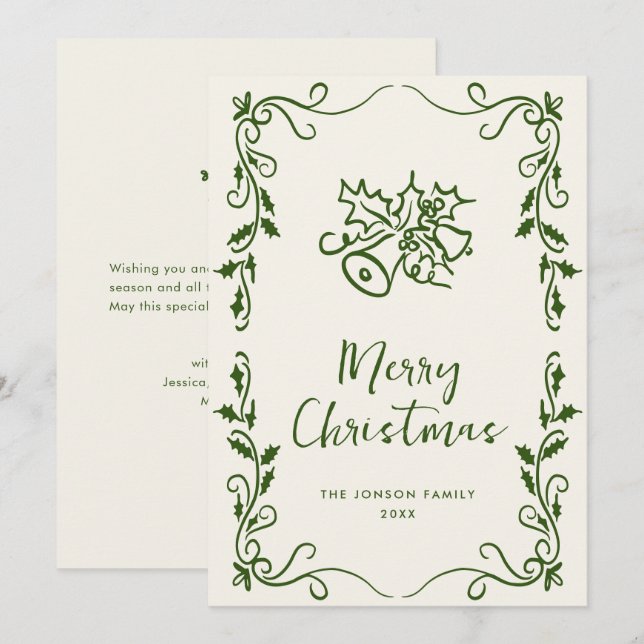 Cartão De Festividades Funky Hand Drake Scribble Retro Natal (Frente/Verso)