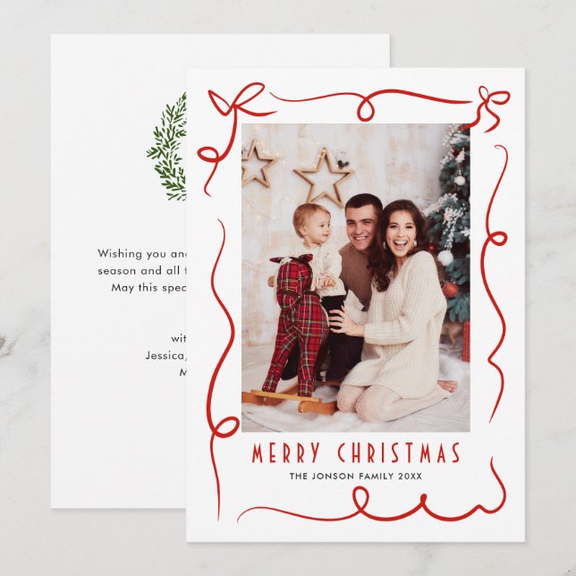 Cartão De Festividades Funky Hand Drawn Foto De Natal (Frente/Verso)