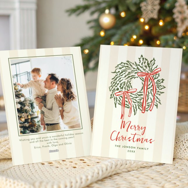 Cartão De Festividades Funky Hand Drawn Foto De Natal (Criador carregado)