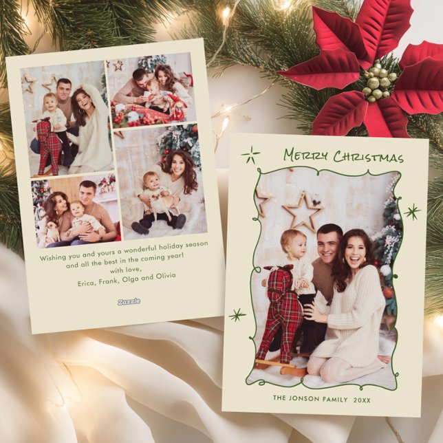 Cartão De Festividades Funky Hand Drawn Scribble Retro Natal 5 Foto (Criador carregado)