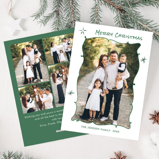 Cartão De Festividades Funky Hand Drawn Scribble Retro Natal 5 Foto (Criador carregado)