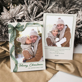 Cartão De Festividades Funky Sage Green Christmas Bow Ribbon 2 Photo