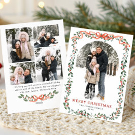 Cartão De Festividades Funky Sage Green Christmas Bow Ribbon 5 Photo