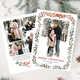 Cartão De Festividades Funky Sage Green Christmas Bow Ribbon 5 Photo