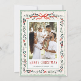 Cartão De Festividades Funky Sage Green Christmas Bow Ribbon 5 Photo