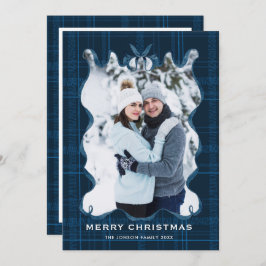 Cartão De Festividades Funky Vintage Christmas Blue Bow Coquette5 Photo