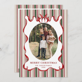 Cartão De Festividades Funky Vintage Christmas Red Bow Coquette5 Photo