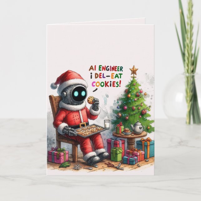 Cartão De Festividades Funny Ai Engenheiro Natal Chatbot Corporativo (Frente)
