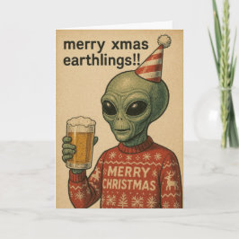 Cartão De Festividades Funny Alien Xmas card