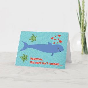 Cartão De Festividades Funny and Cute Porpoise Sea Turtle Valentine Pun