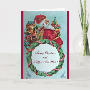 CARTÃO DE FESTIVIDADES FUNNY AND HUMOROUS SANTA CLAUS VINTAGE CROWN