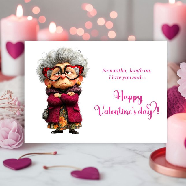 Cartão De Festividades Funny Angry Old Lady Valentine Card Quirky (Funny Angry Old Lady Valentine Card Quirky)