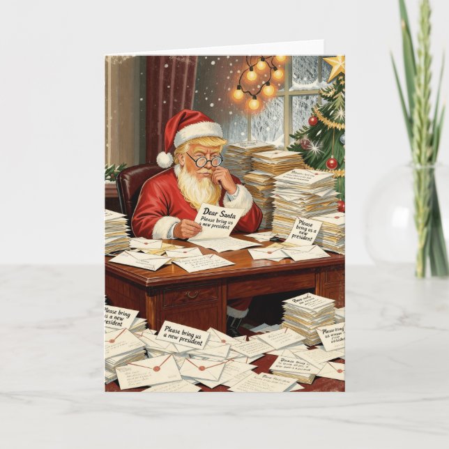 Cartão De Festividades Funny Anti Trump Christmas Card New President (Frente)