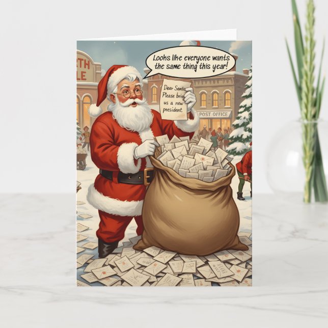 Cartão De Festividades Funny Anti Trump Christmas Card New President (Frente)