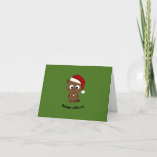Cartão De Festividades Funny Beaver-y Merry! Santa Beaver
