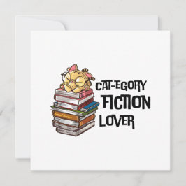 Cartão De Festividades Funny Book Cat Lover Quote Cat-egory Fiction Lover