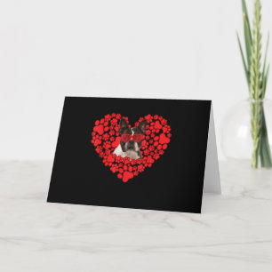 Cartão De Festividades Funny Boston Terrier Dog Paw Heart Valentine Day