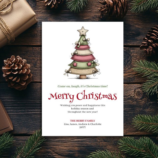 Cartão De Festividades Funny cartoon Christmas tree greeting card (Funny cartoon Christmas tree greeting card

)