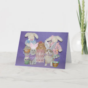 Cartão De Festividades Funny Cat Bunnies Easter Card