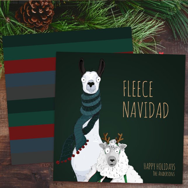 Cartão De Festividades Funny Chic Festive “Fleece Navidad” Pun (Criador carregado)