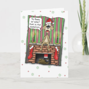 Cartão De Festividades Funny Christmas Cards: Guard dog on duty